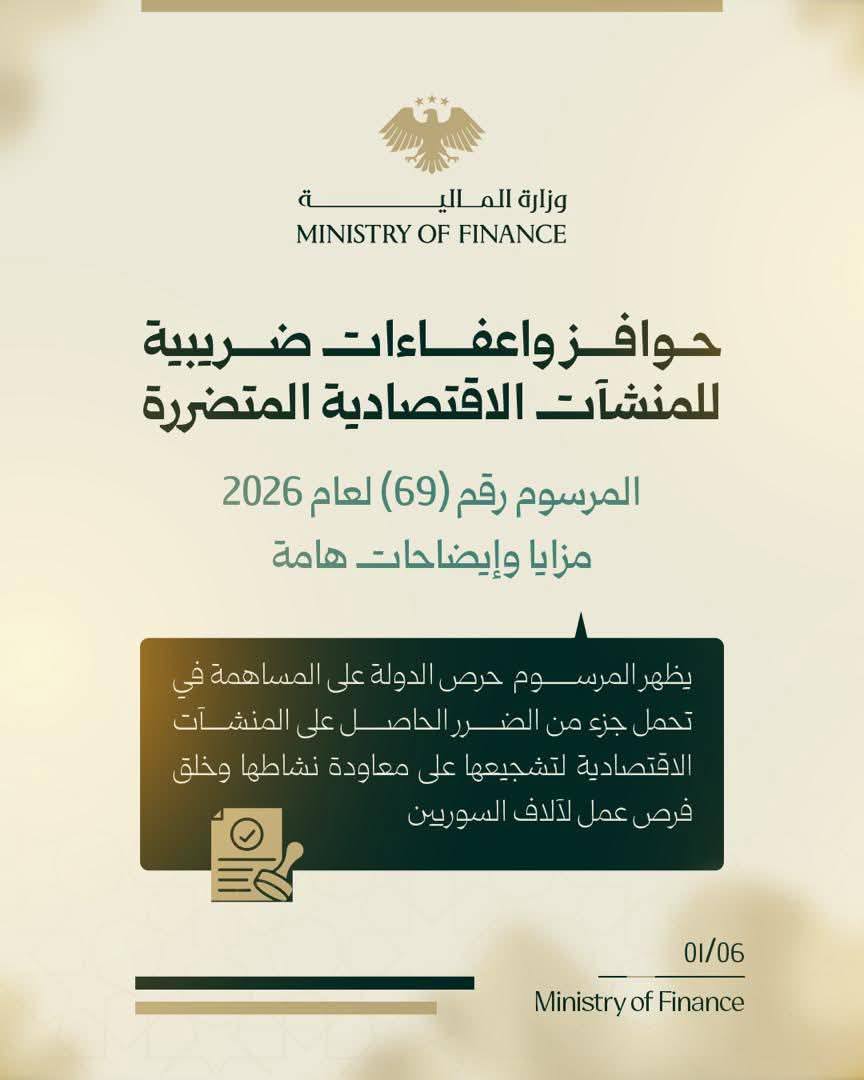 هام ... توضيحات حول المرسوم 69 لعام 2026